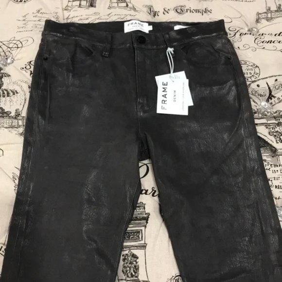 FRAME Le High Skinny Slit Leather Pants - Picture 4 of 6